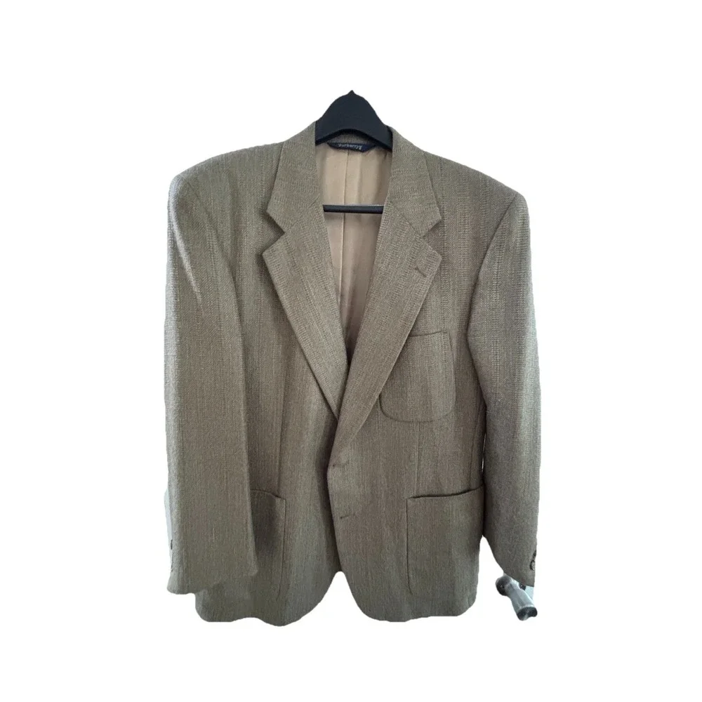 Burberry Mens 44R Herringbone Sport Coat Wool  Jacket‎ Academia Office Casual